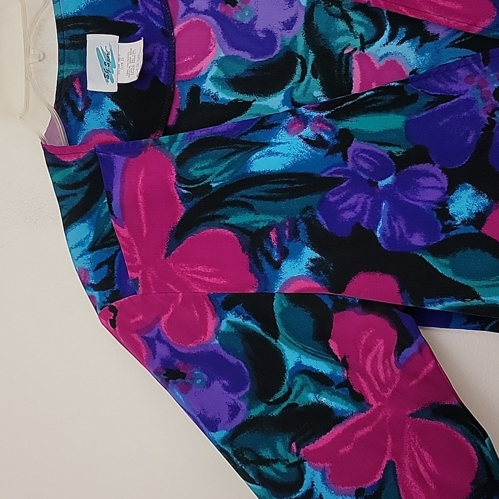 Vintage S.G. Sport Floral Artsy Purple, Pink, Blue, Green & Black Blazer M - Picture 5 of 16